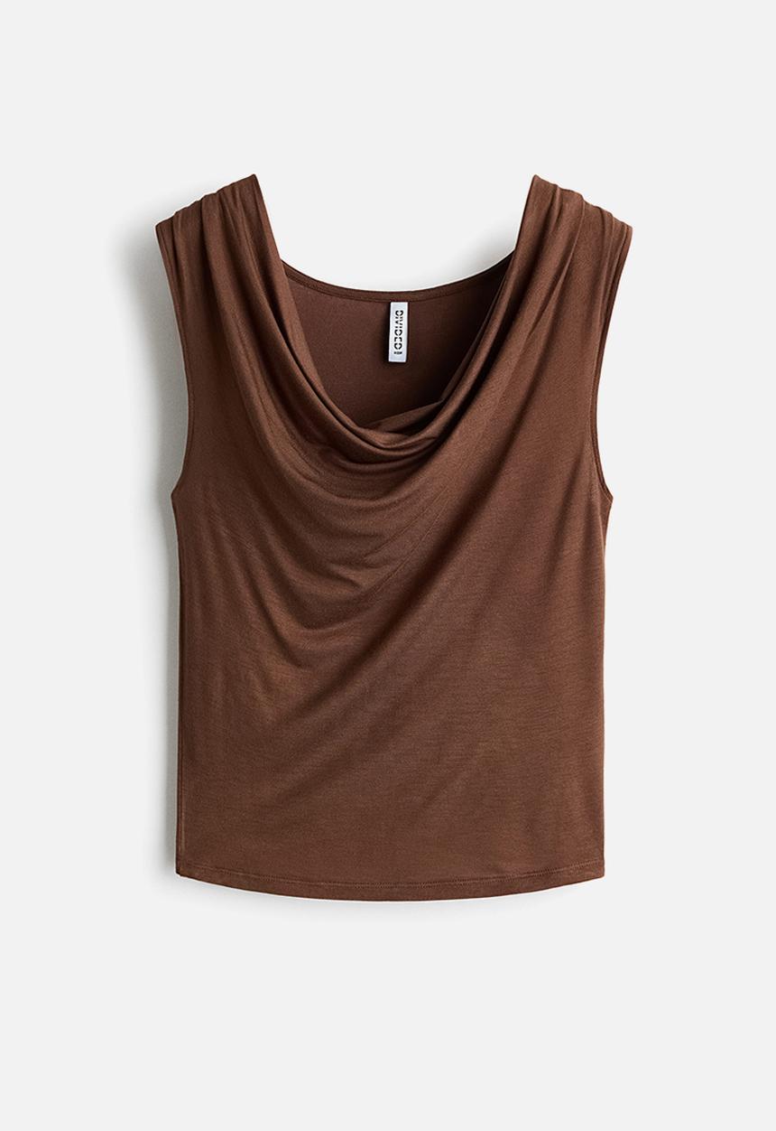 H&M - Cowl-neck jersey top - brown
