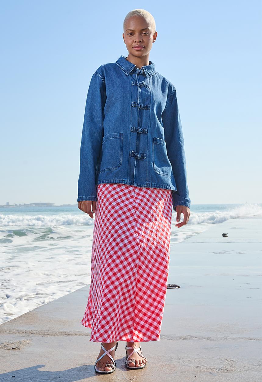 Me&B - Mandarin Denim Jacket - Blue