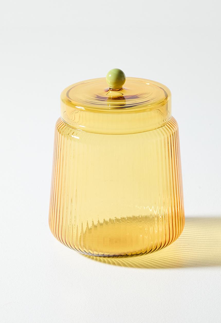 Sixth Floor - Glass Storage Jar Amber Medium