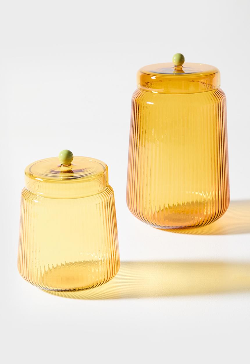 Sixth Floor - Glass Storage Jar Amber Medium