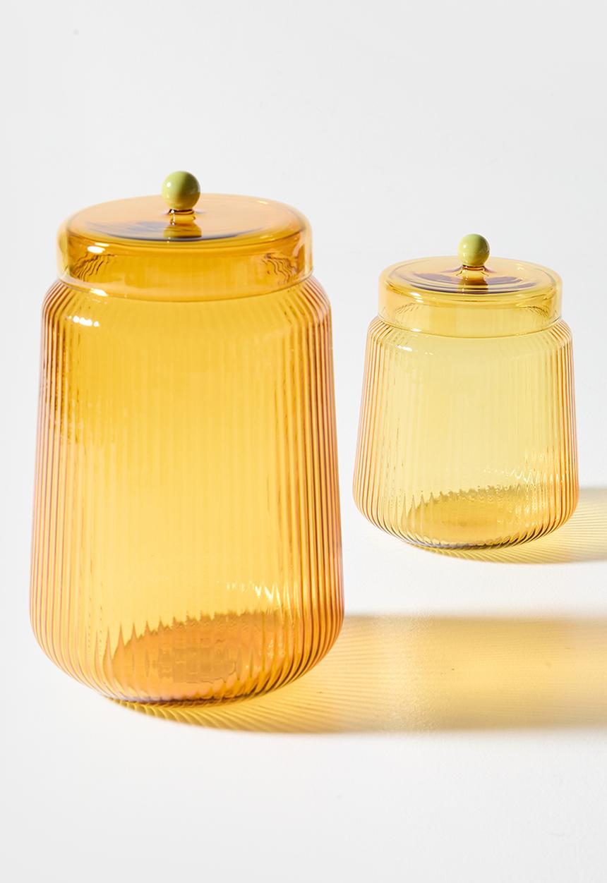 Sixth Floor - Glass Storage Jar Amber large