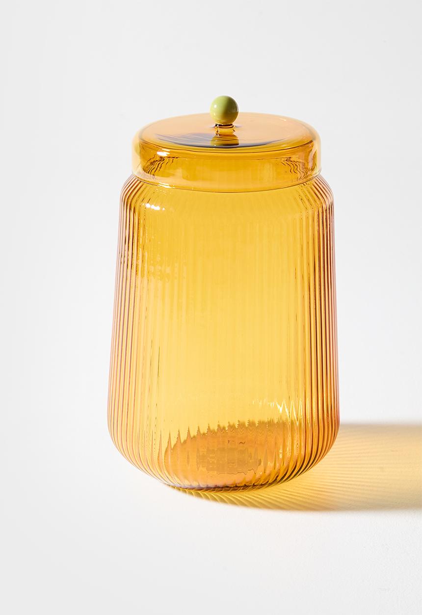 Sixth Floor - Glass Storage Jar Amber large