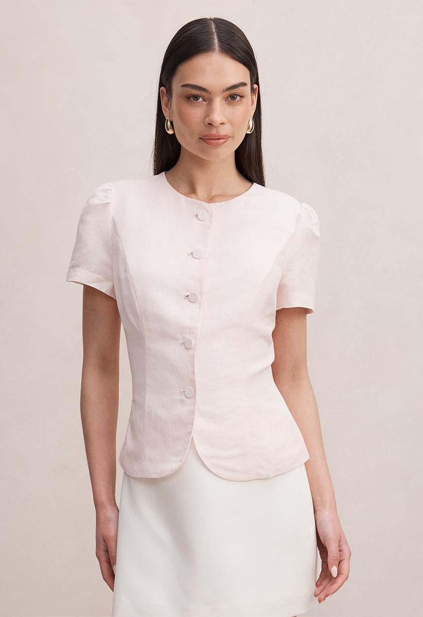 Forever New - Cartia button down top in rosewater pink