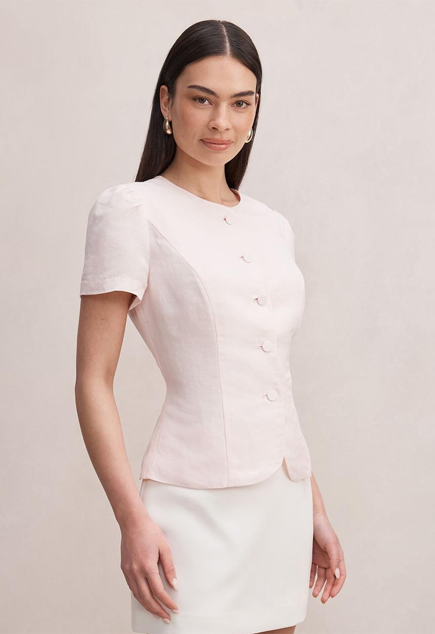Forever New - Cartia button down top in rosewater pink