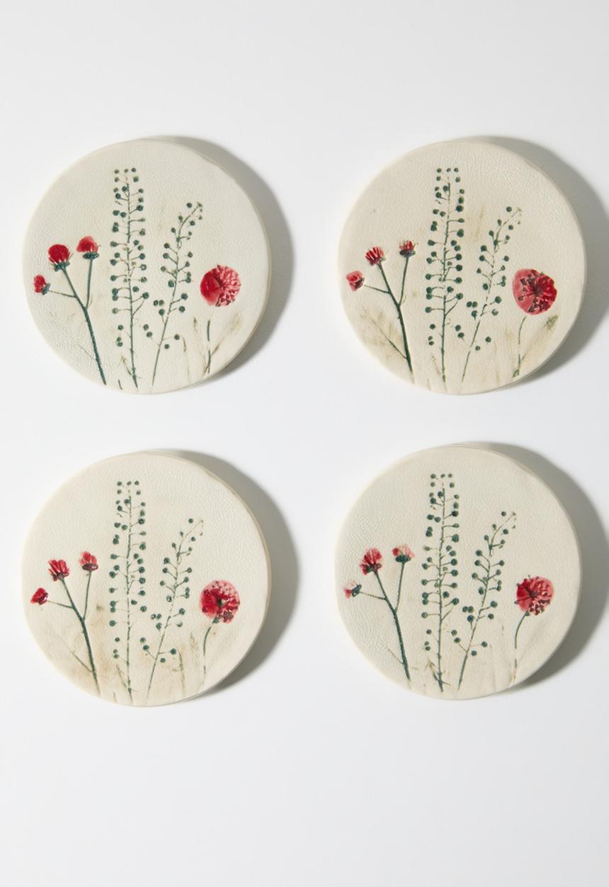 Sixth Floor - Coaster Field Flower Set 4 - neutral