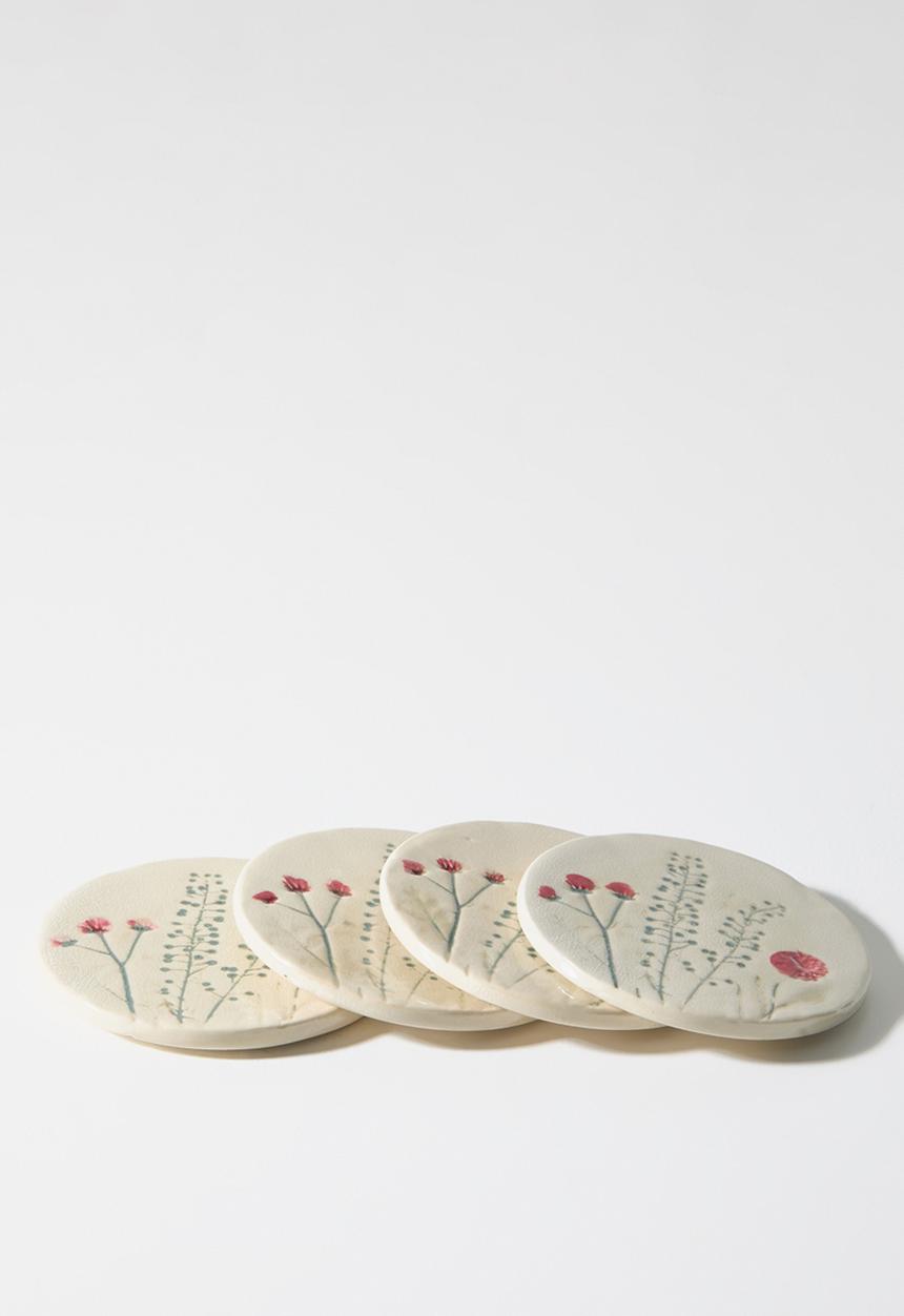 Sixth Floor - Coaster Field Flower Set 4 - neutral