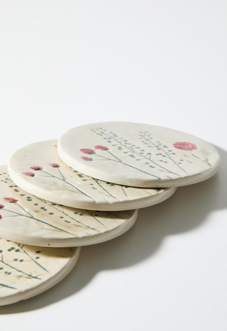 Sixth Floor - Coaster Field Flower Set 4 - neutral