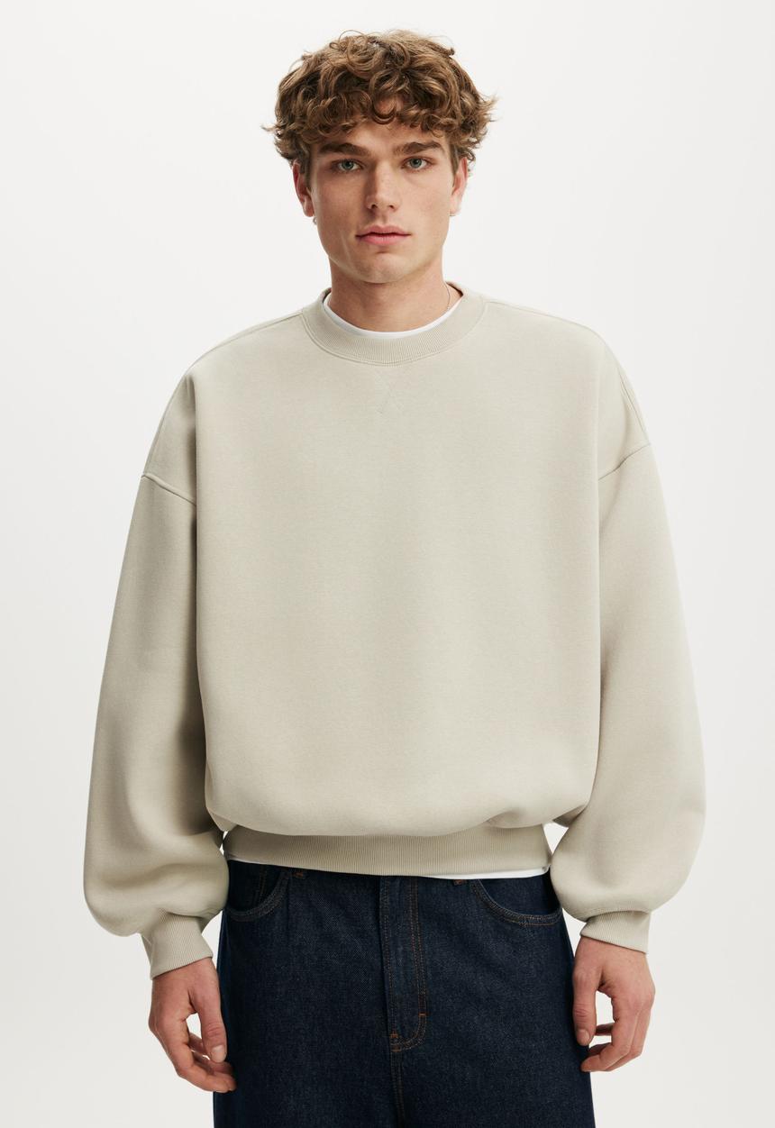 Cotton On - Relaxed Crew Sweater - Stone