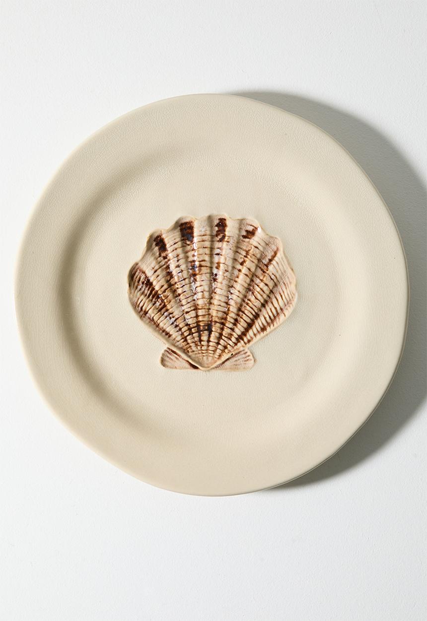 Sixth Floor - Stoneware Shell Serving Plate - Natural