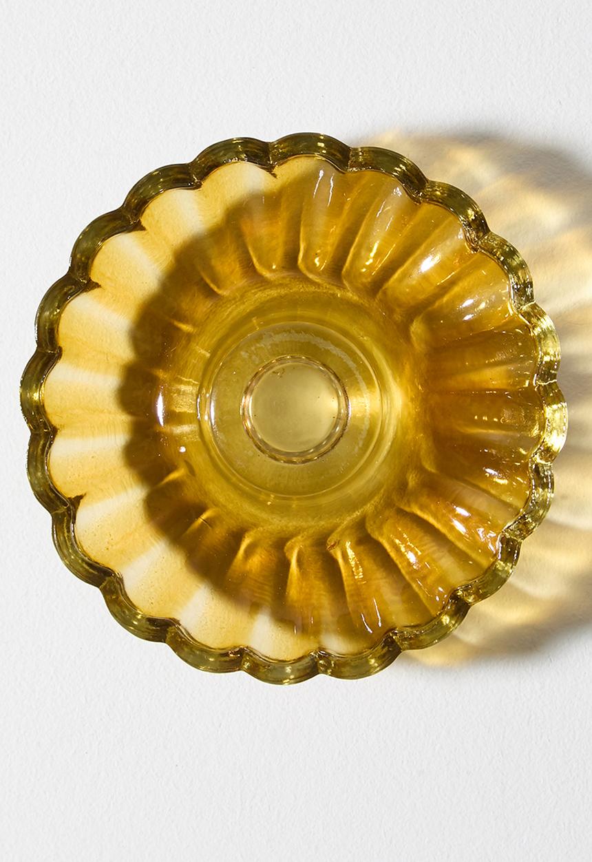Sixth Floor - Scalloped Glass Candle Holder Amber