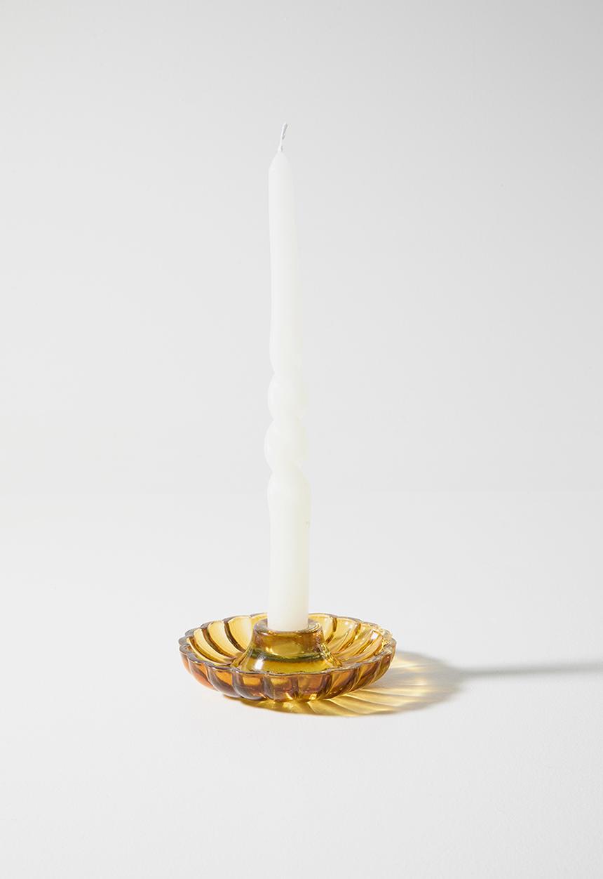 Sixth Floor - Scalloped Glass Candle Holder Amber
