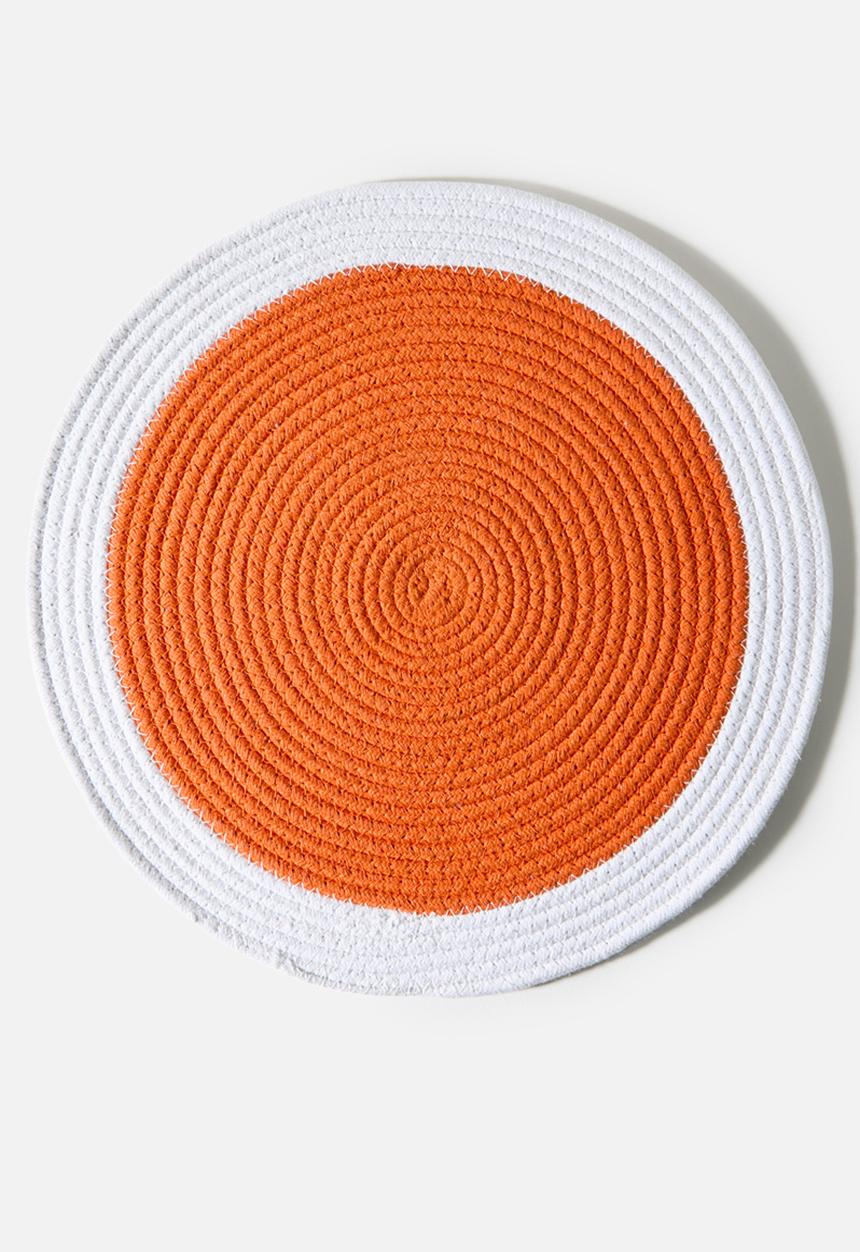 Sixth Floor - Cotton Boarder Placemats Set 4 - Coral