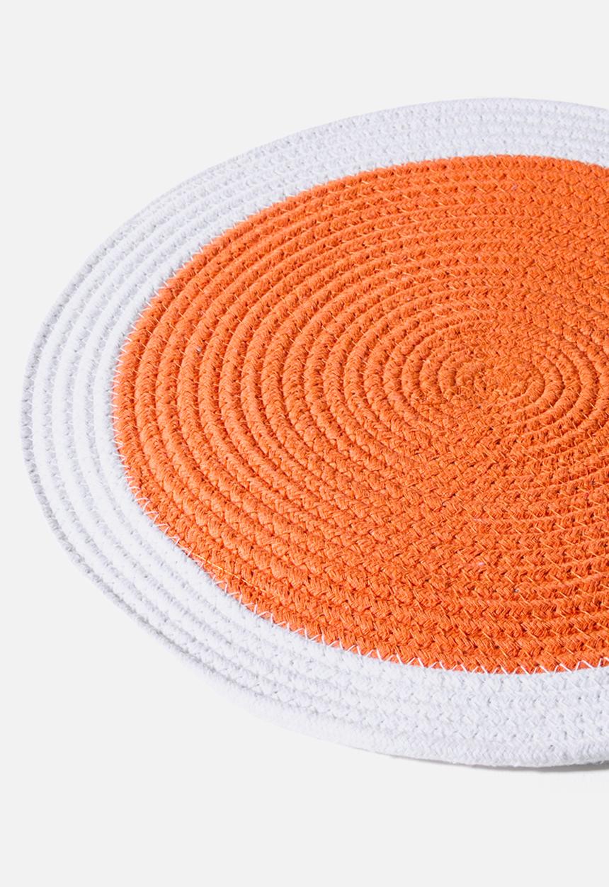 Sixth Floor - Cotton Boarder Placemats Set 4 - Coral
