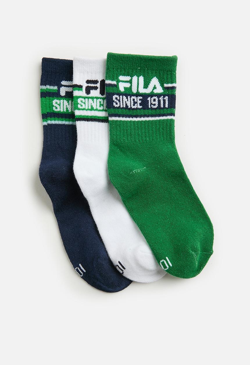 FILA - Lindsay Three Quarter Sock Boys - Fila Blue/ White/ Evergreen