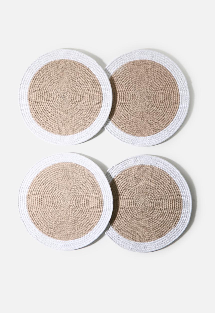 Sixth Floor - Cotton Boarder Placemats Set 4 - Natural