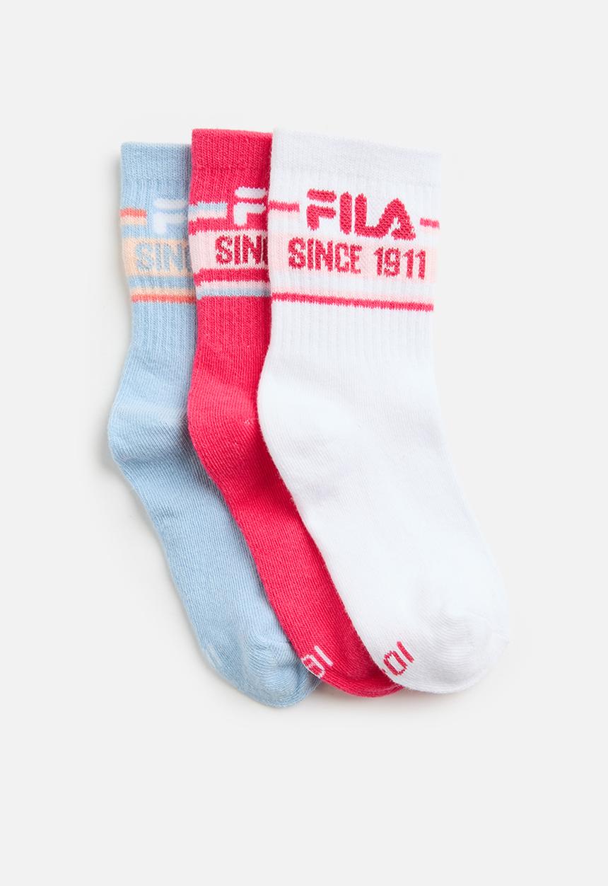 FILA - Lindsay Three Quarter Sock Girls - Rouge Red/ White/Skyway
