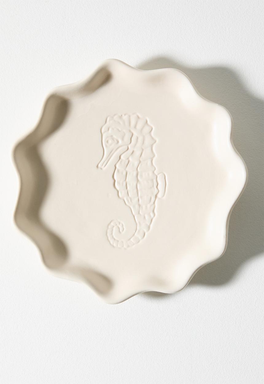 Sixth Floor - Stoneware Seahorse Side Plate - Natural