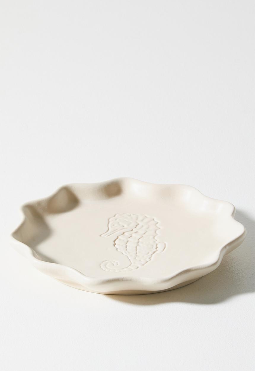 Sixth Floor - Stoneware Seahorse Side Plate - Natural