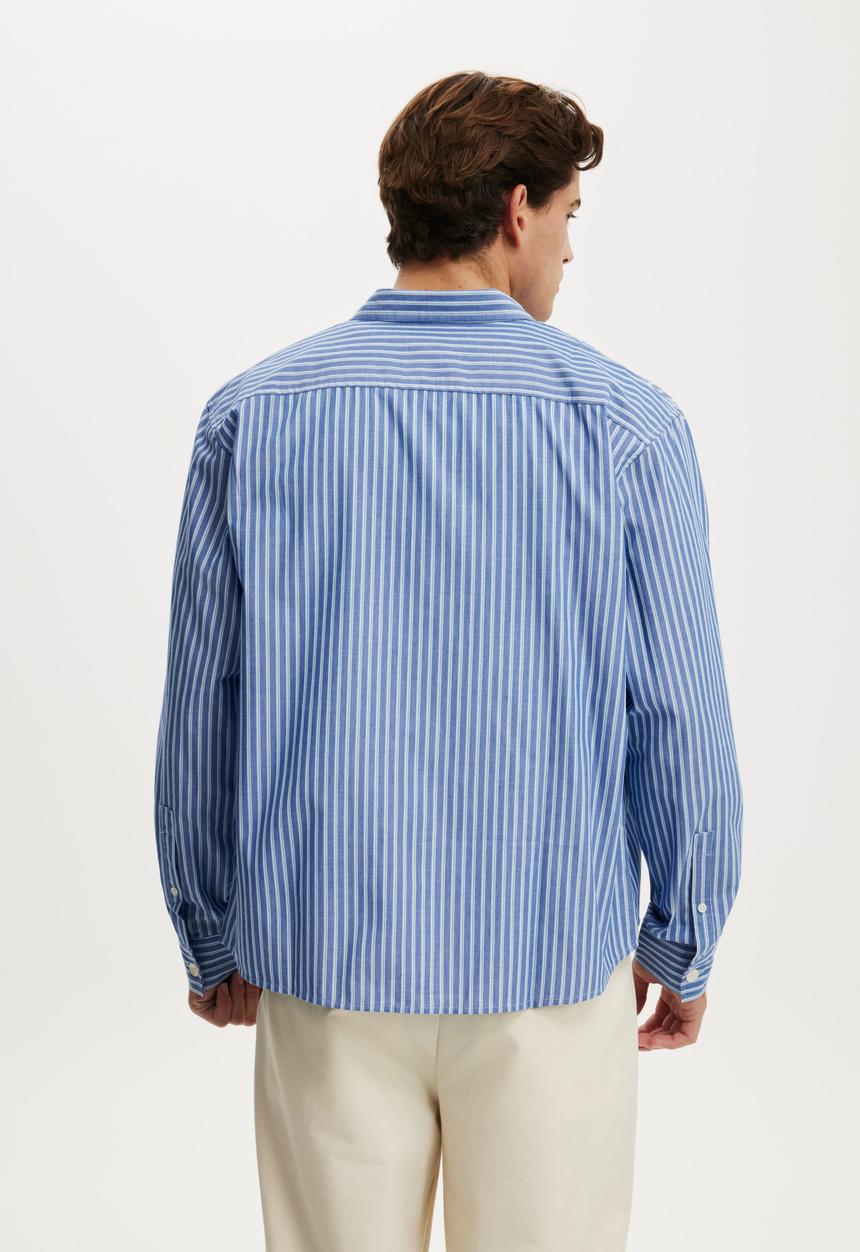 Cotton On - Bedford Long Sleeve Shirt - Indigo Stripe