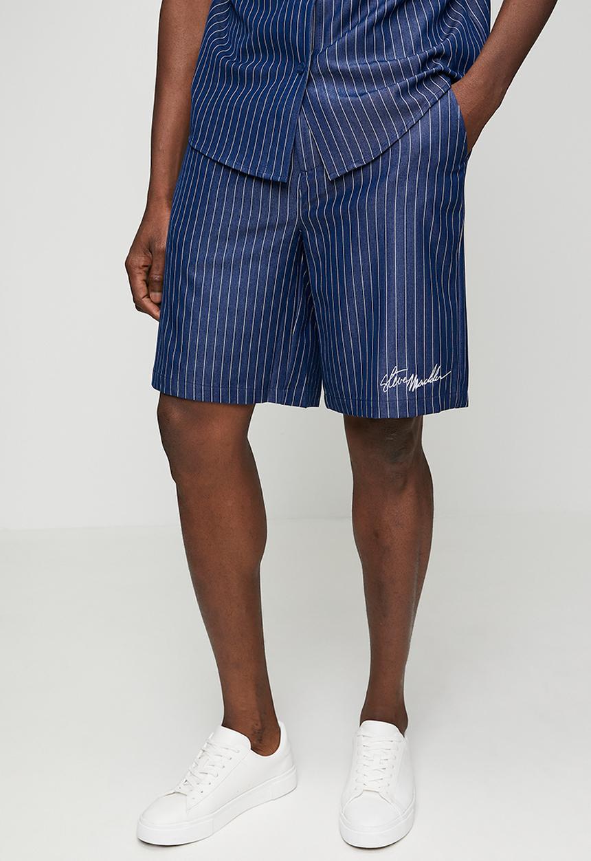 Steve Madden - Mens Patrick Pin Stripe Shorts - Navy Pin Stripe