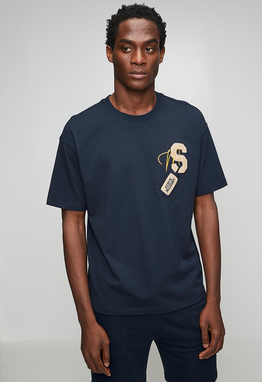 Steve Madden - Mens Rafal Crew Neck T-shirt - Navy