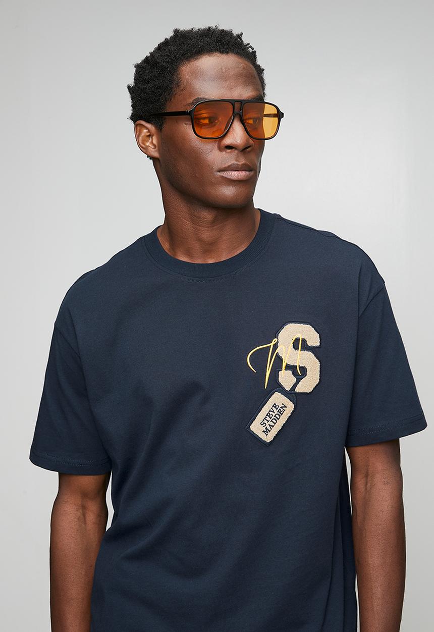 Steve Madden - Mens Rafal Crew Neck T-shirt - Navy