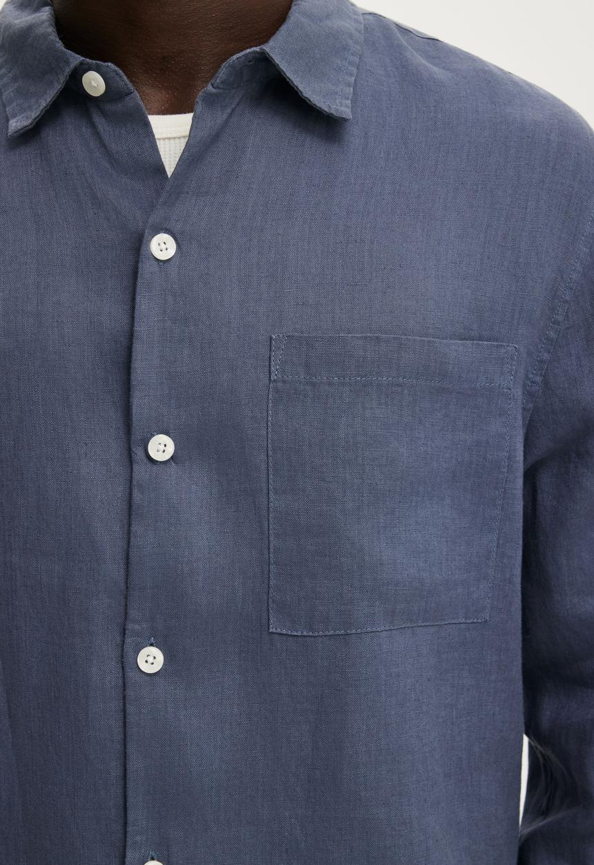 Cotton On - Relaxed Linen Long Sleeve Shirt - Faded Navy