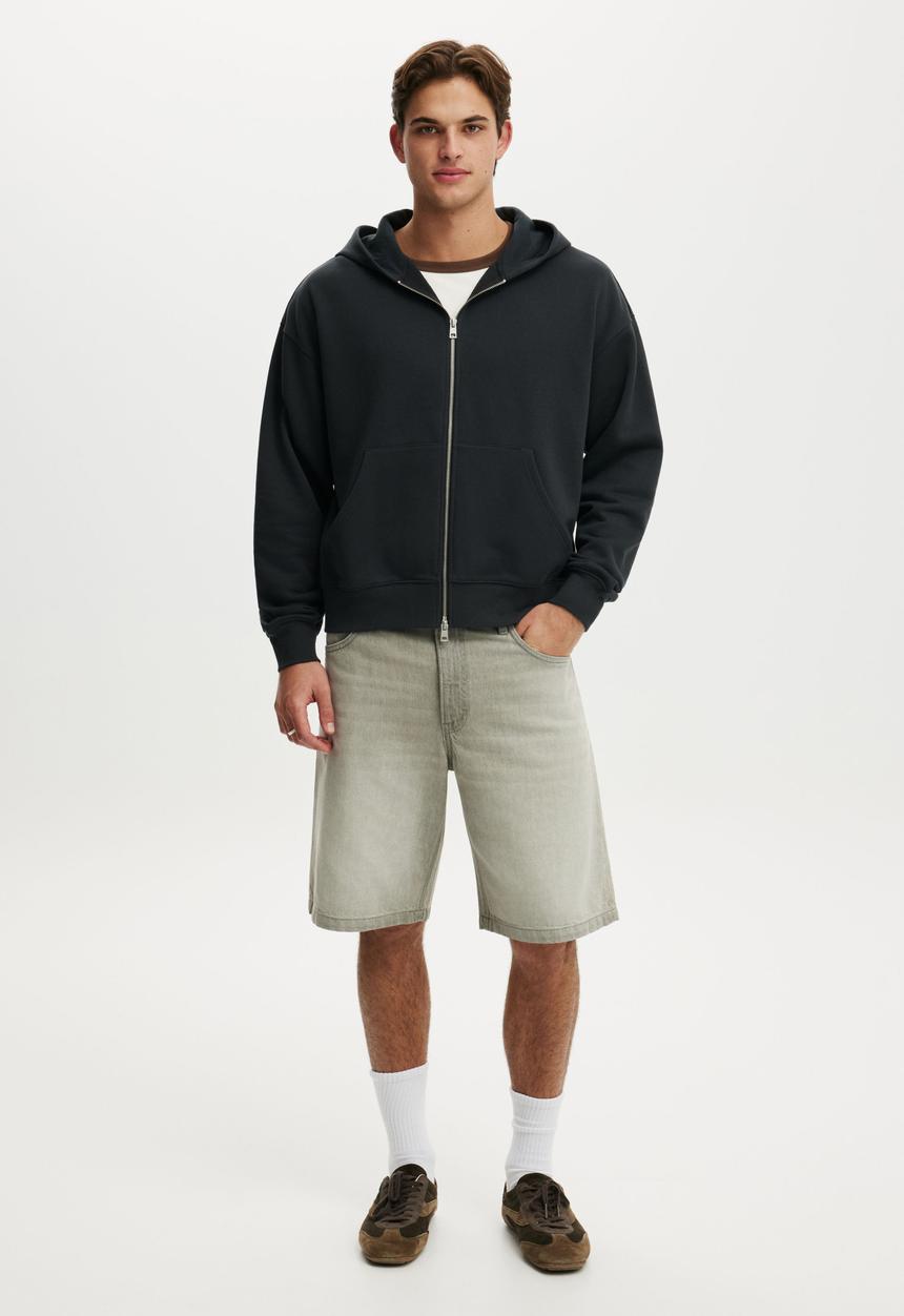Cotton On - Zip Up Hoodie - Washed Black