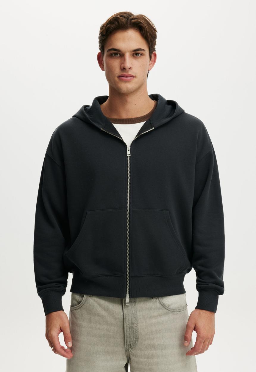 Cotton On - Zip Up Hoodie - Washed Black