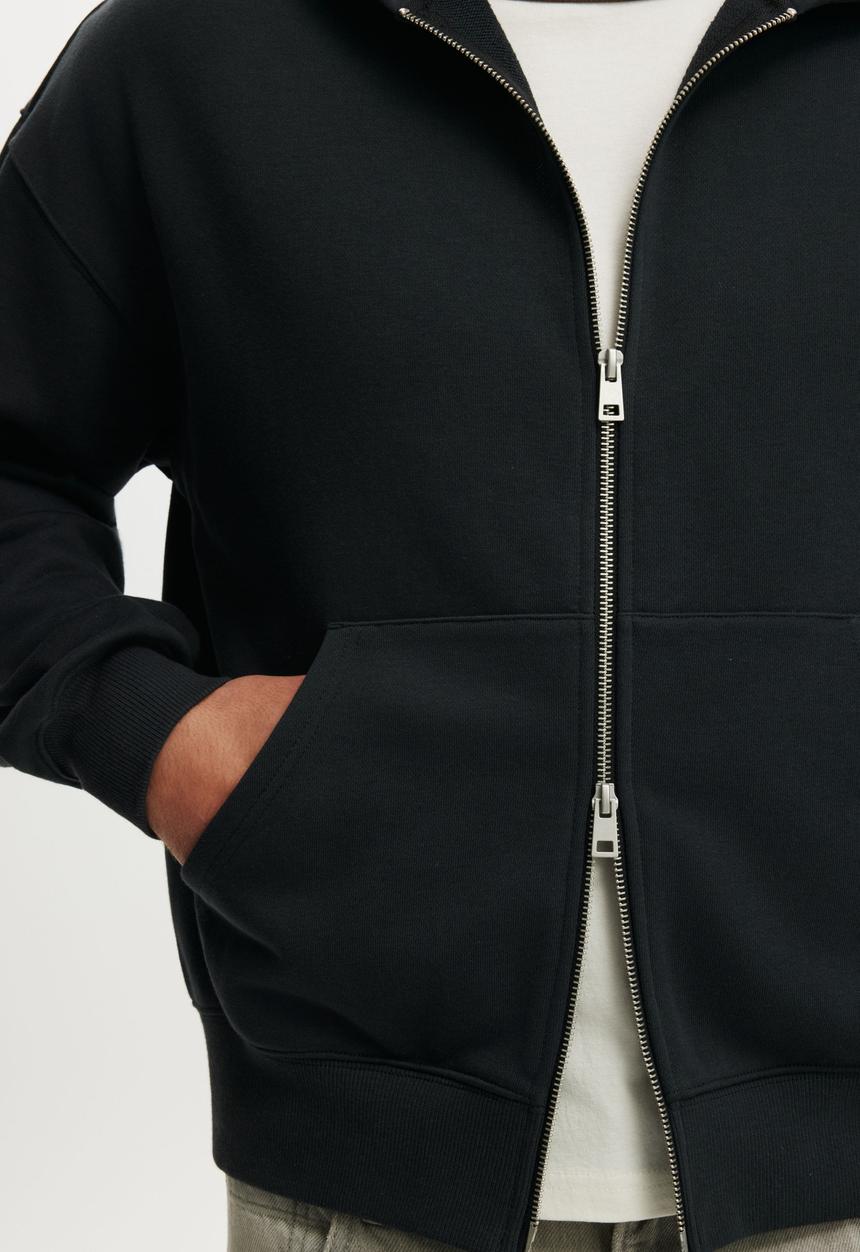 Cotton On - Zip Up Hoodie - Washed Black