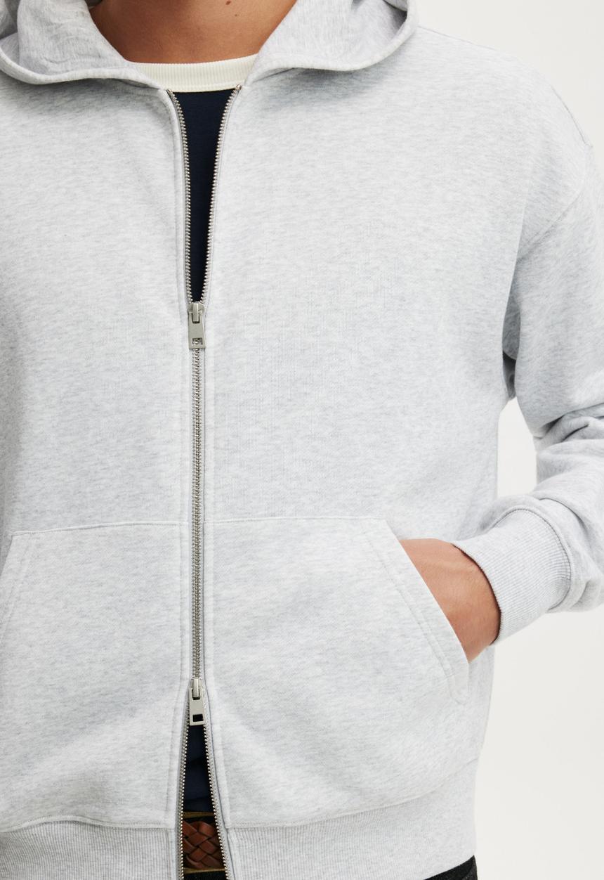 Cotton On - Zip Up Hoodie - Grey Marle