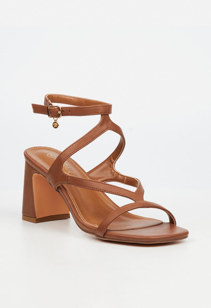 Miss Black - Lenor 2 strappy block heel - brown