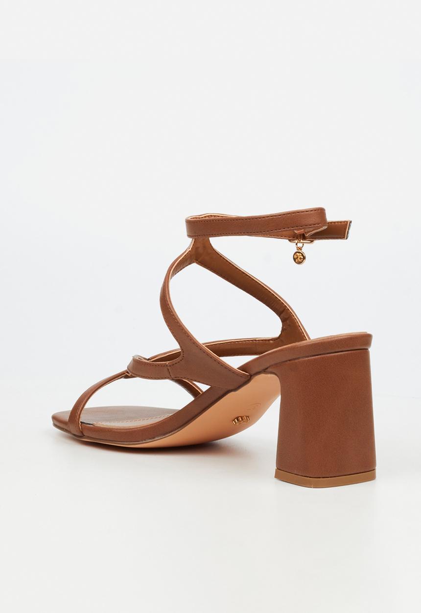 Miss Black - Lenor 2 strappy block heel - brown