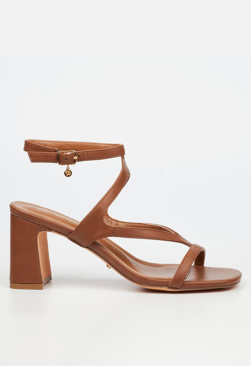 Miss Black - Lenor 2 strappy block heel - brown