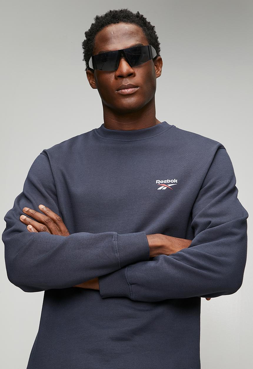 Reebok - ID small logo crew sweatshirt - vector navy