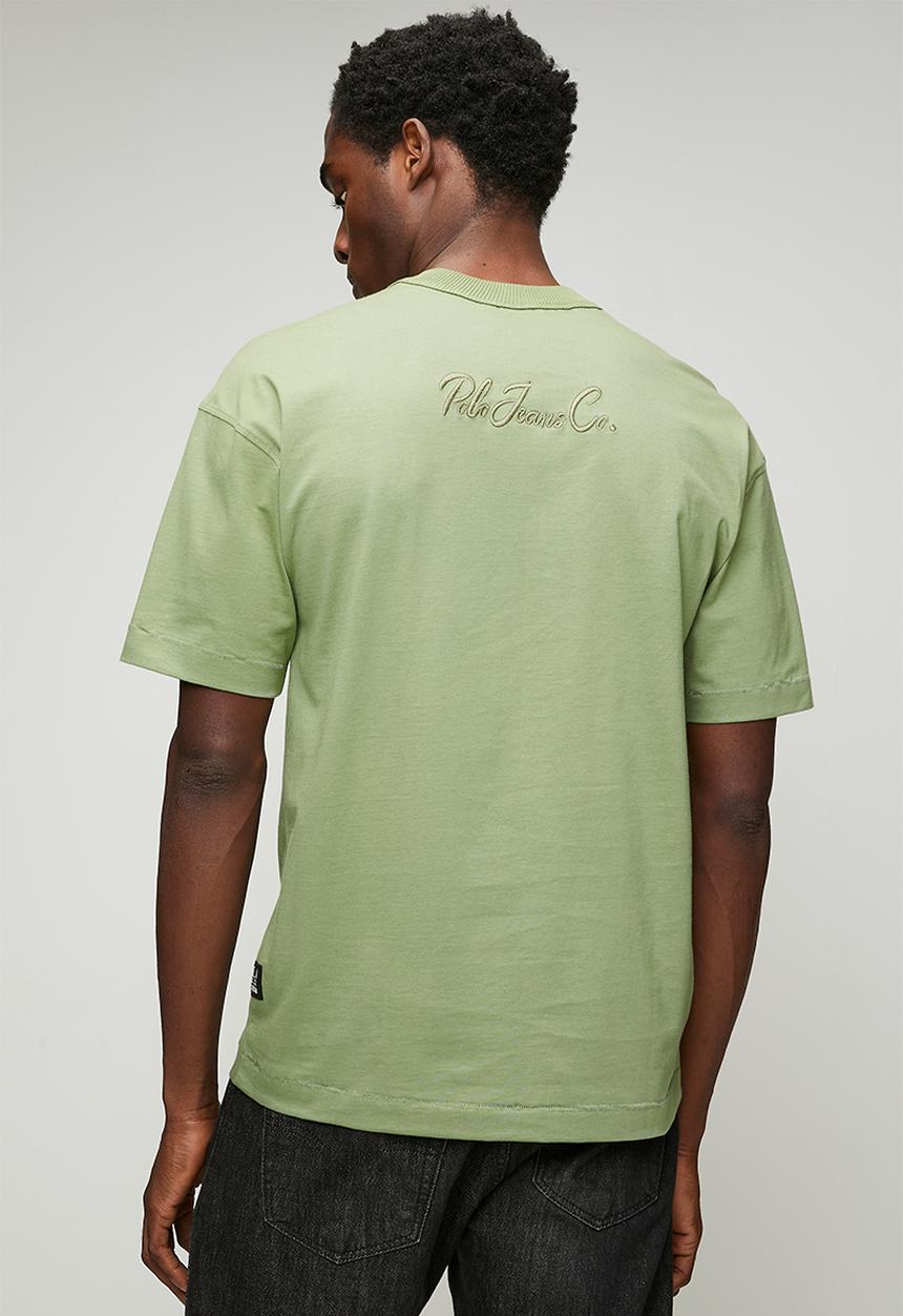 POLO - Mens pjc overdyed logo tee - green