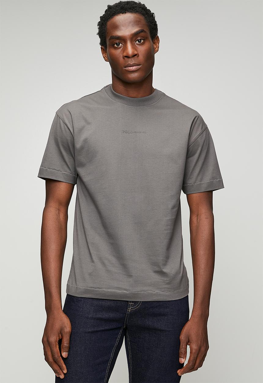 POLO - Mens pjc washed logo tee - grey