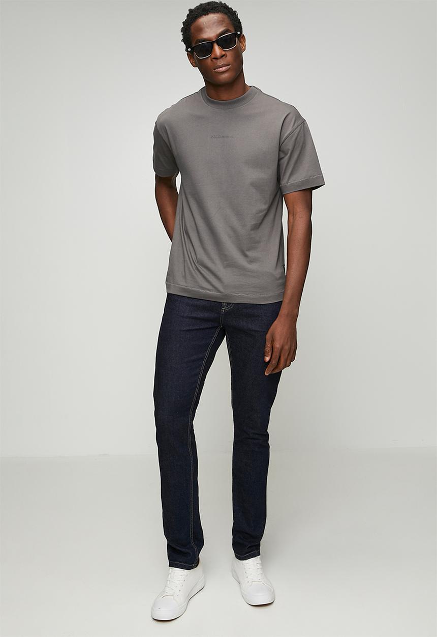POLO - Mens pjc washed logo tee - grey