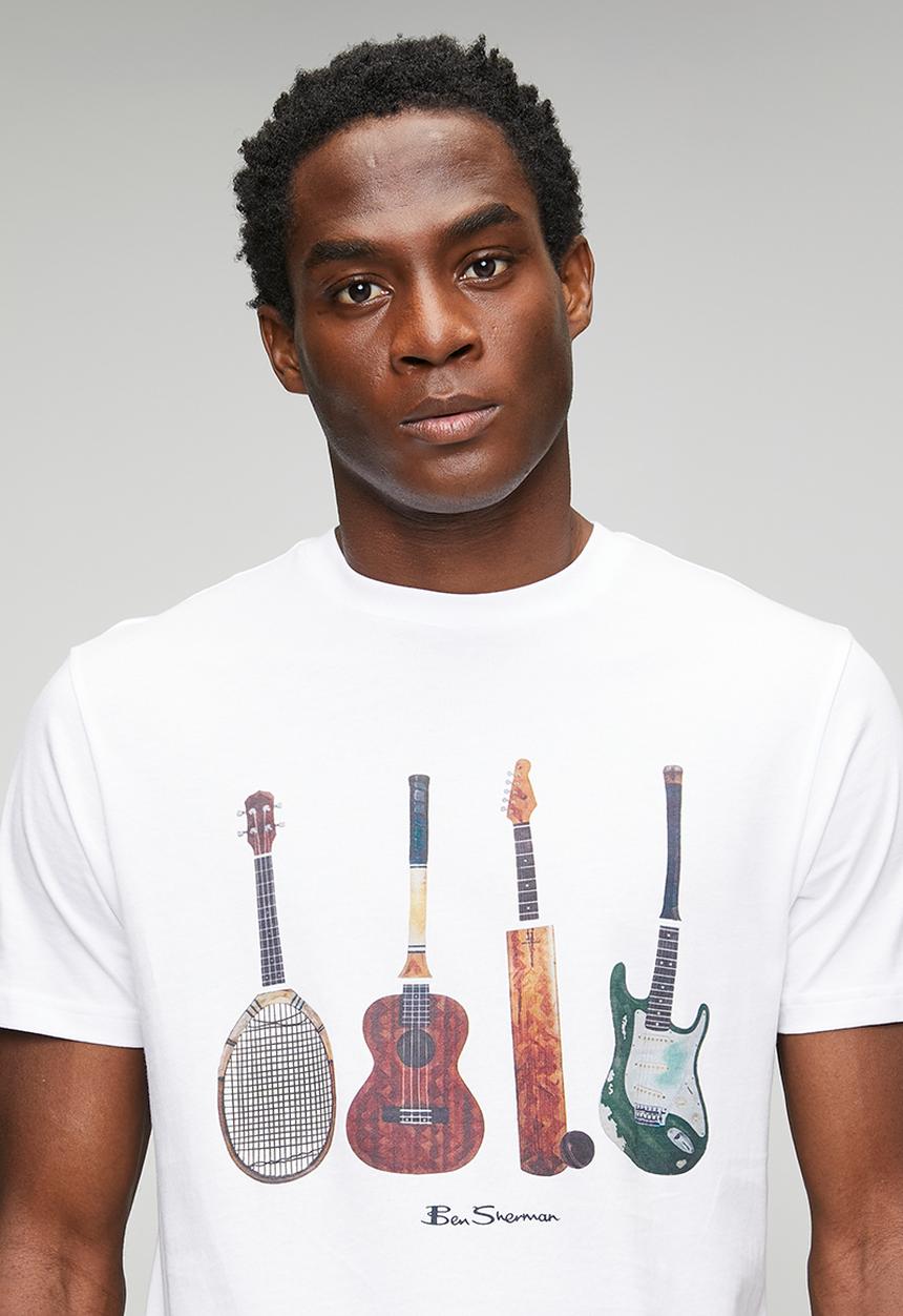 Ben Sherman - Jumble Guitar Tee Shirt - White