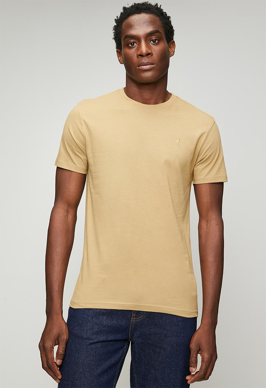 POLO - Mens crew neck gots short sleeve tee - beige