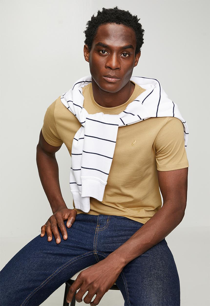POLO - Mens crew neck gots short sleeve tee - beige