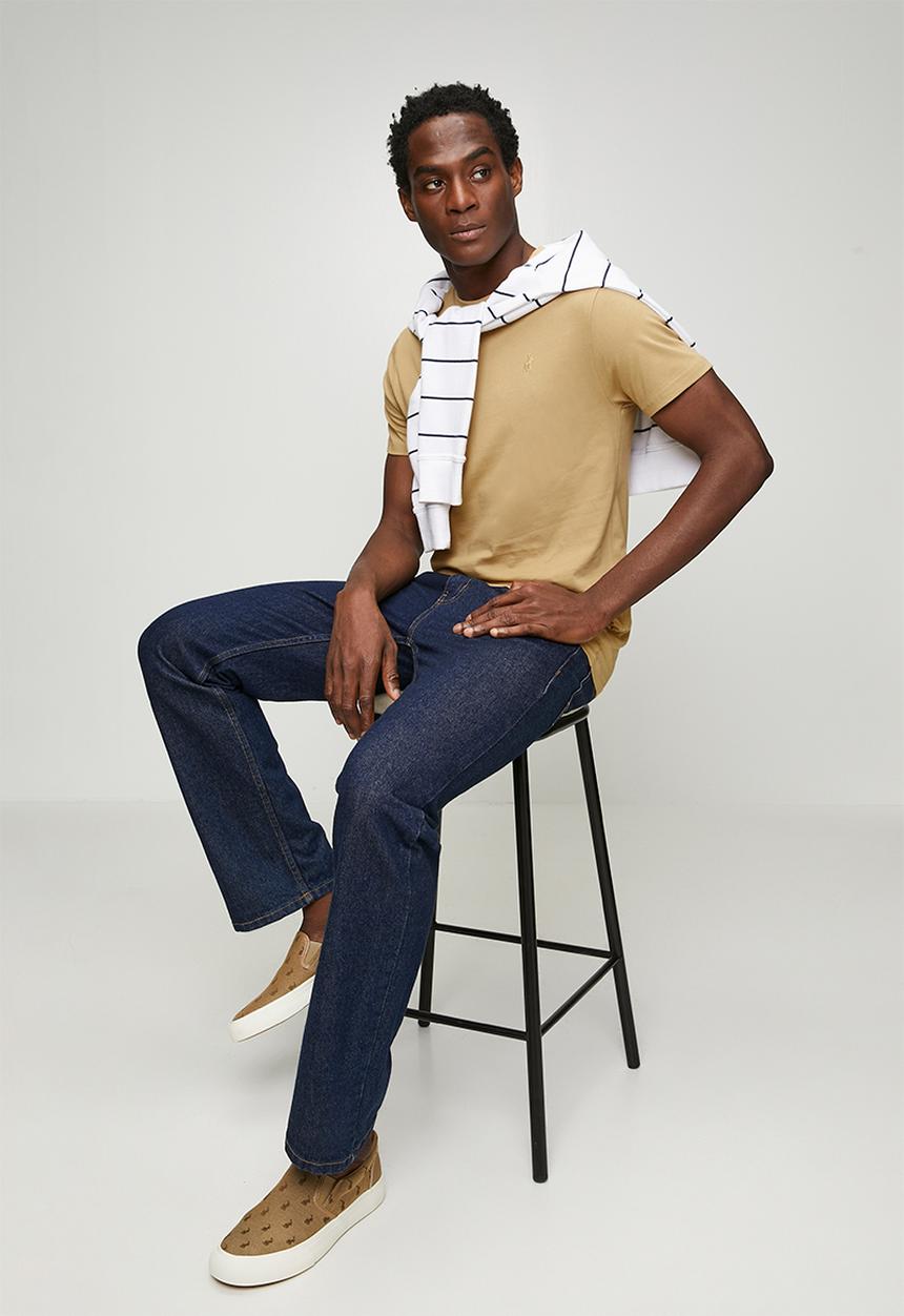 POLO - Mens crew neck gots short sleeve tee - beige