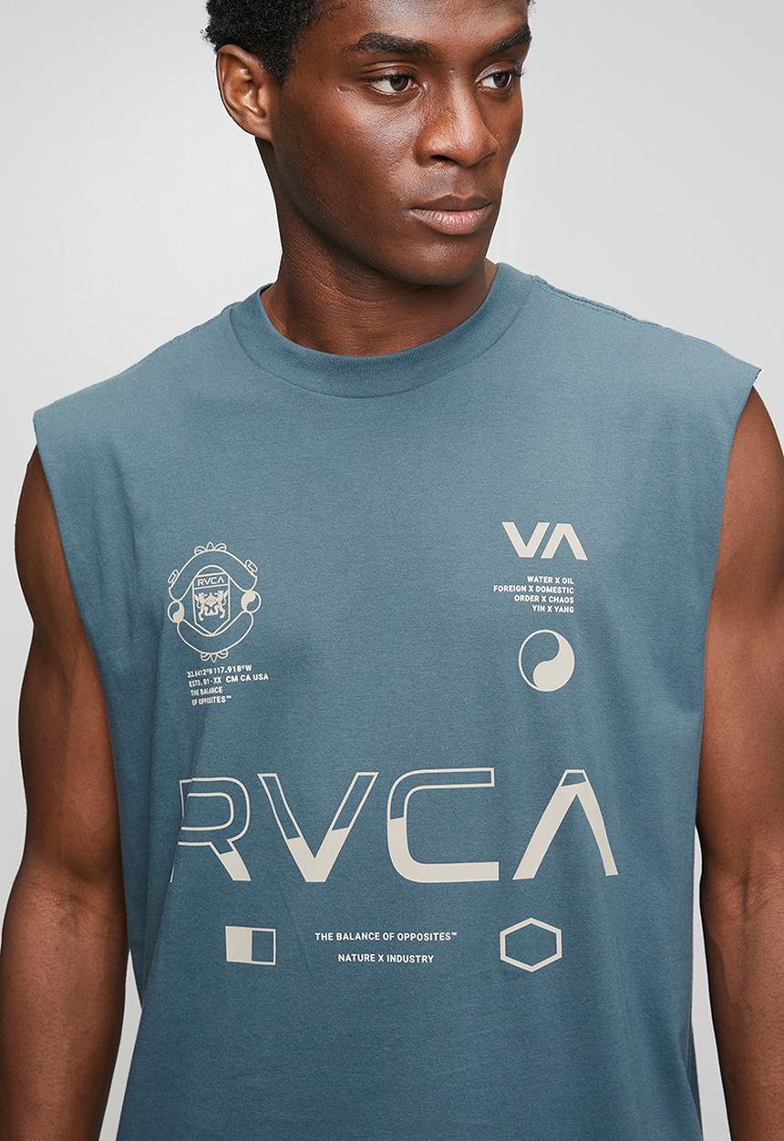 RVCA - SPLIT ALL OVER MUSCLE - BLUE