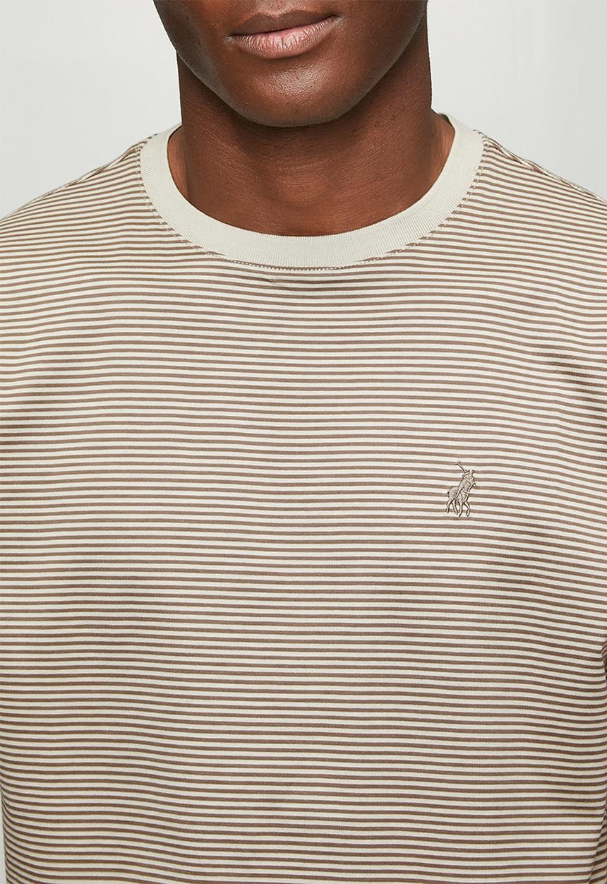 POLO - Mens crew neck dm printed short sleeve tee - beige