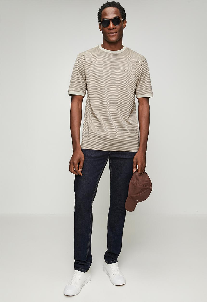 POLO - Mens crew neck dm printed short sleeve tee - beige