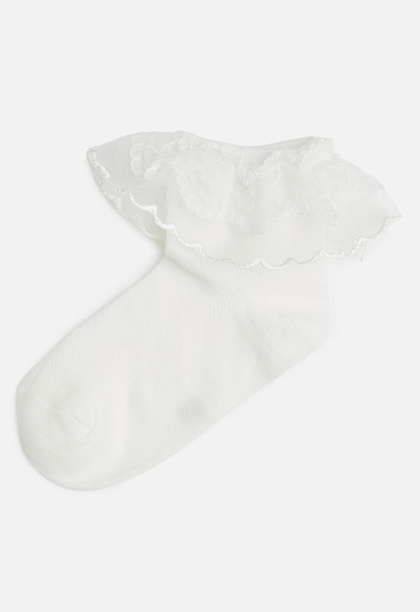 Pop Candy - Lace frilled socks - white