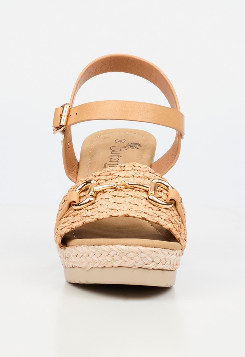 Butterfly Feet - Avery 7 raffia wedge heel - beige
