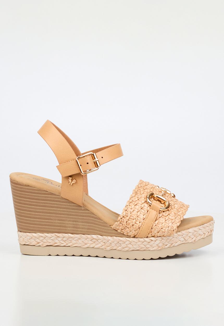 Butterfly Feet - Avery 7 raffia wedge heel - beige