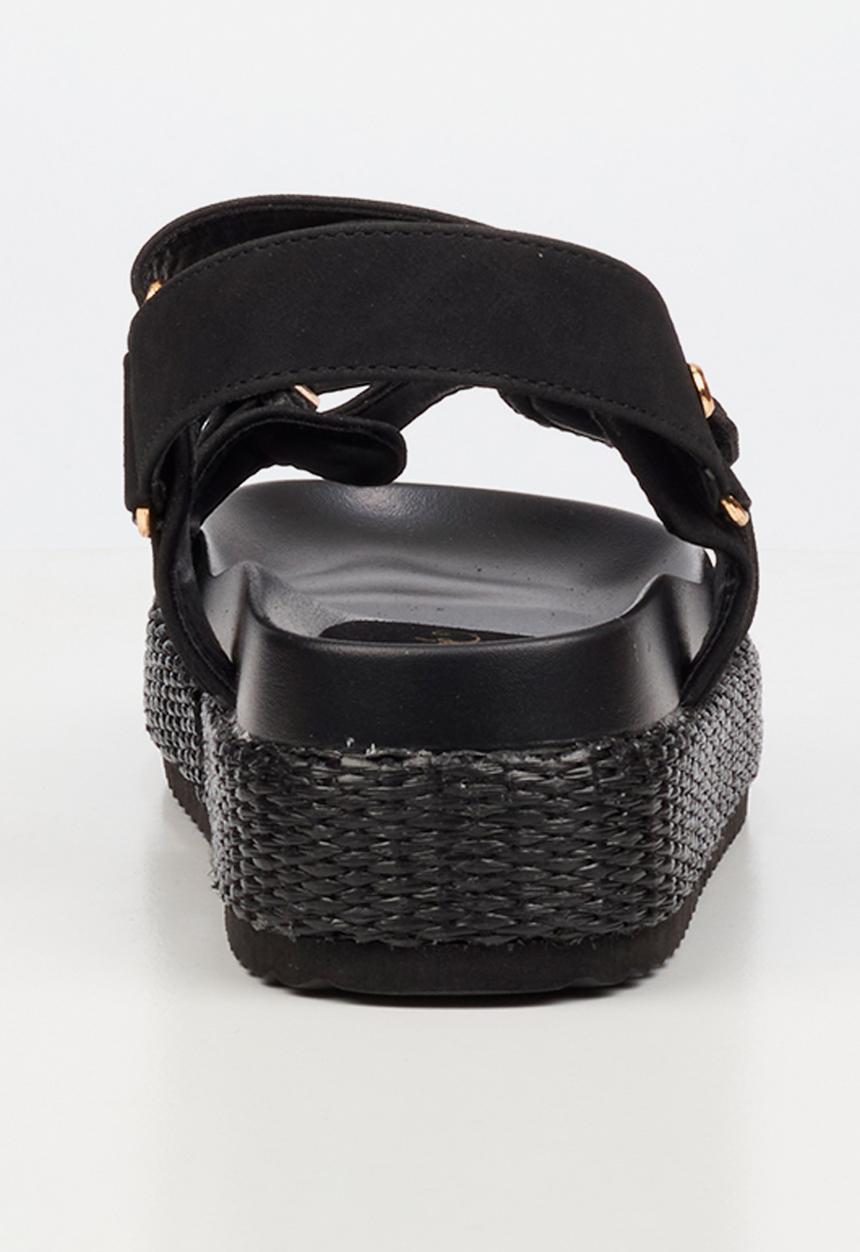 Miss Black - Emory 1 chunky strap wedge - black