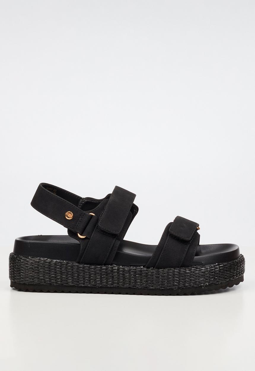 Miss Black - Emory 1 chunky strap wedge - black